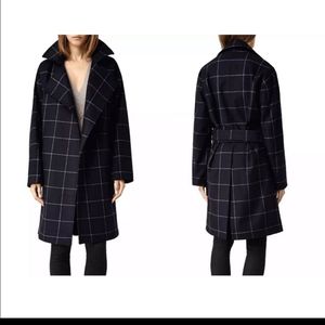 All Saints Iza Coat black checkered NWOT size 6